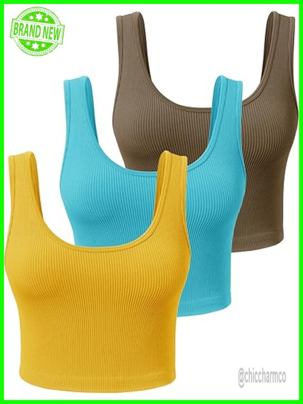 Ribbed Crop Tank Yoga Cropped Top for Workout | Nylon Spandex
